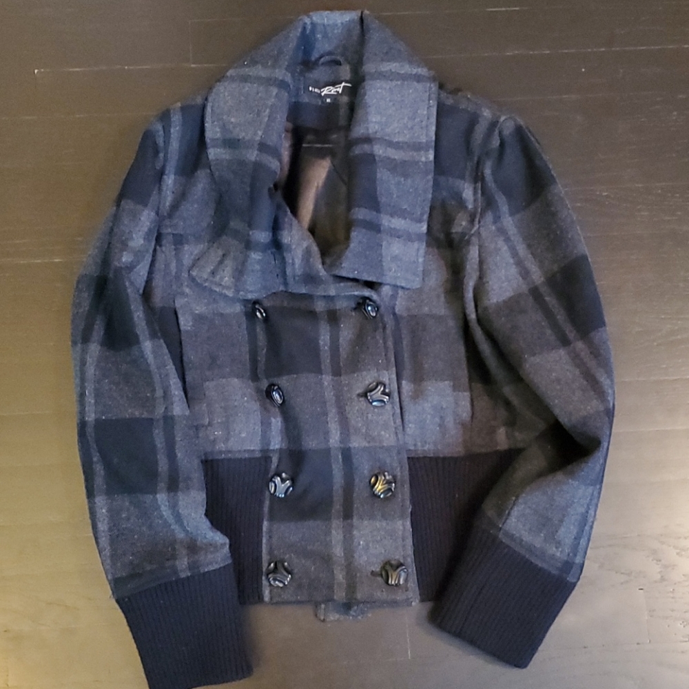 Black Rivet plaid coat